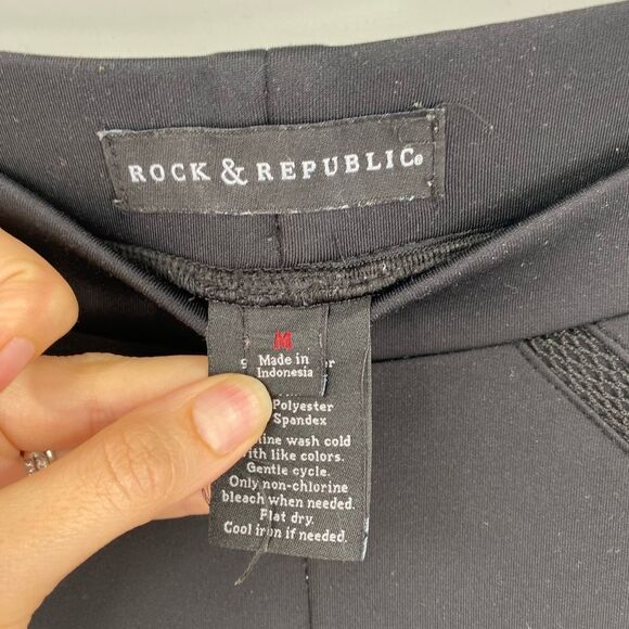Rock & Republic Black Jogger Leggings Pants size M - Picture 2 of 3